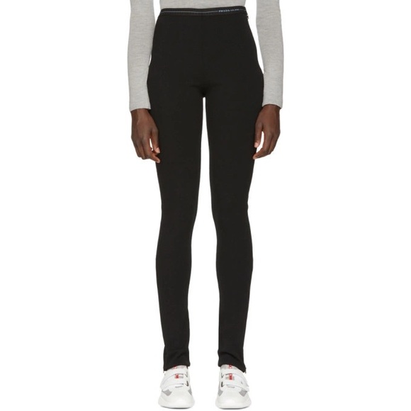 Prada Black Milano Elastic Band Leggings size 44 EU - Picture 1 of 14